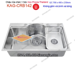 Chậu rửa chén Vuông 1 hộc 78x48 cm inox 304 Proxia-Thailand KAG-CRB142