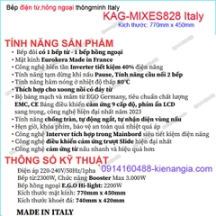 Bếp từ kết hợp hồng ngoại đẳng cấp Capri Italy KAG-MIXES828 Italy