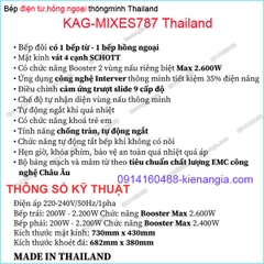 Bếp từ kết hợp hồng ngoại Capri Thailand thông minh KAG-MIXES787 Thailand