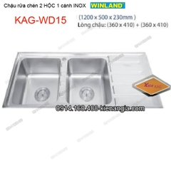 Chậu rửa chén 2 hộc 1 cánh 120x23 cm Winland KAG-WD15