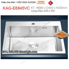 Chậu rửa chén 1 hộc 68x45 cm inox304 EROWIN KAG-E6845VC