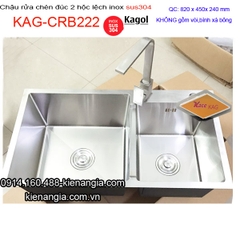 Chậu rửa chén 2 hộc 82X45 cm inox 304 KAGOL KAG-CRB222