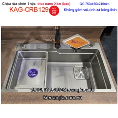Chậu rửa Nano xám bạc (grey) 1 hộc75x46cm KAG-CRB129