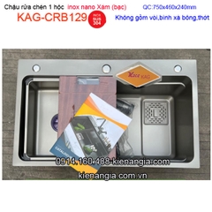 Chậu rửa Nano xám bạc (grey) 1 hộc75x46cm KAG-CRB129