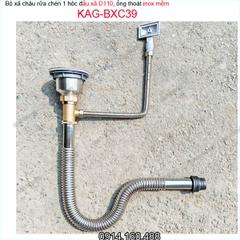 Bộ xả chậu rửa chén 1 hộc D110 ống inox mềm KAG-BXC39