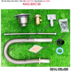 Bộ xả chậu rửa chén 1 hộc D110 ống inox mềm KAG-BXC39