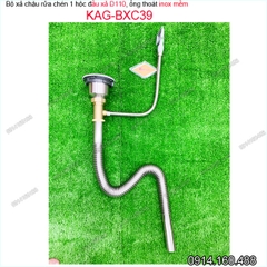 Bộ xả chậu rửa chén 1 hộc D110 ống inox mềm KAG-BXC39
