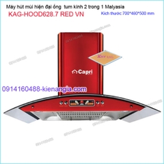 Máy hút mùi kính cong 70cm màu đỏ CAPRI KAG-HOOD628.7 RED VN