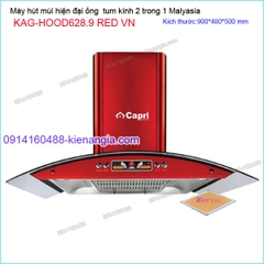 Máy hút mùi kính cong màu đỏ  90cm CAPRI KAG-HOOD628.9 RED VN