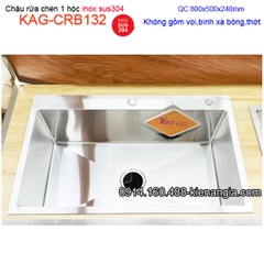 Chậu rửa chén inox sus304 80x50cm KAG-CRB132
