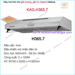 Máy hút khử mùi INOX 70cm gắn tường Malloca KAG-H365.7