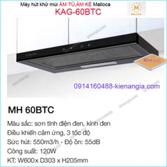 Máy hút khử mùi ÂM TỦ KỆ 600mm ĐEN Malloca KAG-60BTC