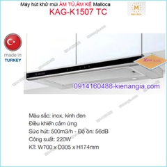 Máy hút khử mùi ÂM TỦ KỆ 700mm Cảm ứng Malloca ĐEN KAG-K1507TC