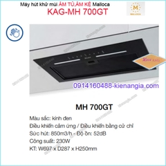 Máy hút khử mùi ÂM TỦ KỆ 700mm CẢM ỨNG ĐEN Malloca KAG-MH700GT