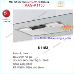 Máy hút khử mùi ÂM TỦ KỆ 530mm INOX Malloca KAG-K1153