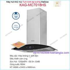 Máy hút khử mùi tum kính LUXURY  700mm Malloca KAG-MC7018HS
