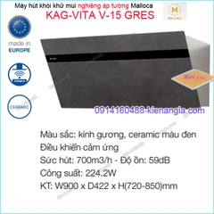 Máy hút khói khử mùi nghiêng Malloca 900mm KAG-VITA-V15GRES