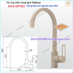 Vòi rửa chén nóng lạnh đồng thau sơn giả đá màu KEM Malloca KAG-MF062