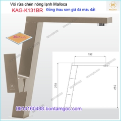 Vòi rửa chén nóng lạnh đồng thau sơn giả đá màu đất Malloca KAG-K131BR