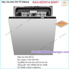 Máy rửa chén âm tủ 14 bộ chén Malloca KAG-MDW14B09FI