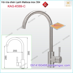 Vòi rửa chén Lạnh Malloca inox sus304 KAG-K569C