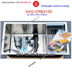 Chậu rửa chén âm mặt đá 80x45 x23cm inox đúc 304 KAG-CRBA150