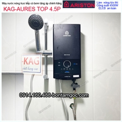 Máy nước nóng màu đen có bơm cảm ứng Ariston chính hãng KAG-AURES TOP 4.5P