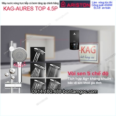 Máy nước nóng màu đen có bơm cảm ứng Ariston chính hãng KAG-AURES TOP 4.5P
