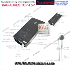 Máy nước nóng màu đen có bơm cảm ứng Ariston chính hãng KAG-AURES TOP 4.5P