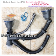 Bộ xả chậu rửa chén 2 hộc ZETOS D110 ống thoát lớn KAG-BXC200A