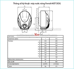 Bình nước nóng chậu rửa chén Ferroli KAG-HOT DOG