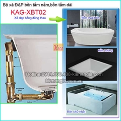 Bộ xả bồn tắm dài xả đạp bằng đồng thau KAG-XBT02