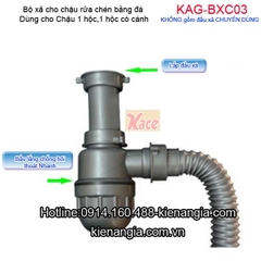 Bộ xả chậu rửa bằng đá 1 hộc KAG-BXC03