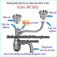 Bộ xả chậu rửa bát 2 hộc KAG-BXC02