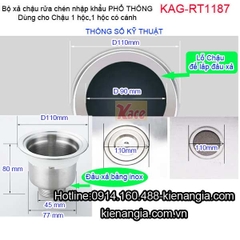 Bộ xả chậu rửa chén 1 hộc phổ thông nhập khẩu KAG-RT1187