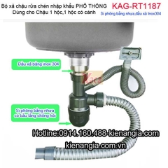 Bộ xả chậu rửa chén 1 hộc phổ thông nhập khẩu KAG-RT1187