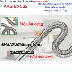 Bộ xả chậu rửa chén 2 hộc cao cấp ống bằng inox sus304 KAG-BXC22
