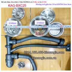 Bộ xả chậu rửa chén 2 hộc to D140-KAG-BXC25