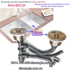 Bộ xả chậu rửa chén 2 hộc to D140-KAG-BXC25