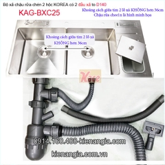 Bộ xả chậu rửa chén 2 hộc to D140-KAG-BXC25