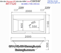 Bồn dài xây Caesarbồn nằm 2 mét massage -Caesar-MT7520