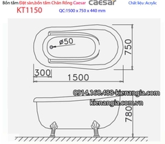 Bồn tắm chân rồng đặt sàn Caesar-KT1150