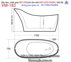 Bồn tắm chiếc giày Đặt sàn acrylic Việt Mỹ VM-182
