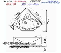 Bồn tắm góc chân yếm 12 mét Caesar-AT5120