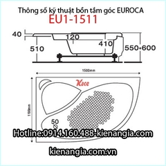 Bồn tắm góc massage EUROCA Acrylic EU1-1515