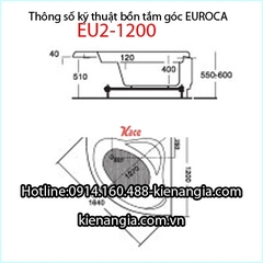 Bồn tắm góc massage EUROCA Acrylic EU2-1200