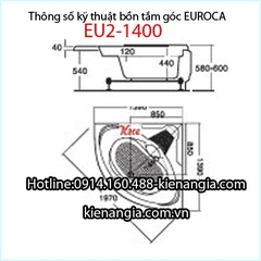 Bồn tắm góc massage EUROCA Acrylic EU2-1400