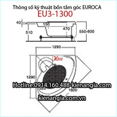 Bồn tắm góc massage EUROCA Acrylic EU3-1300