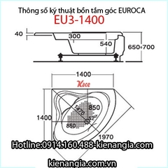 Bồn tắm góc massage EUROCA Acrylic EU3-1400