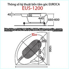 Bồn tắm góc massage EUROCA Acrylic EU5-1200